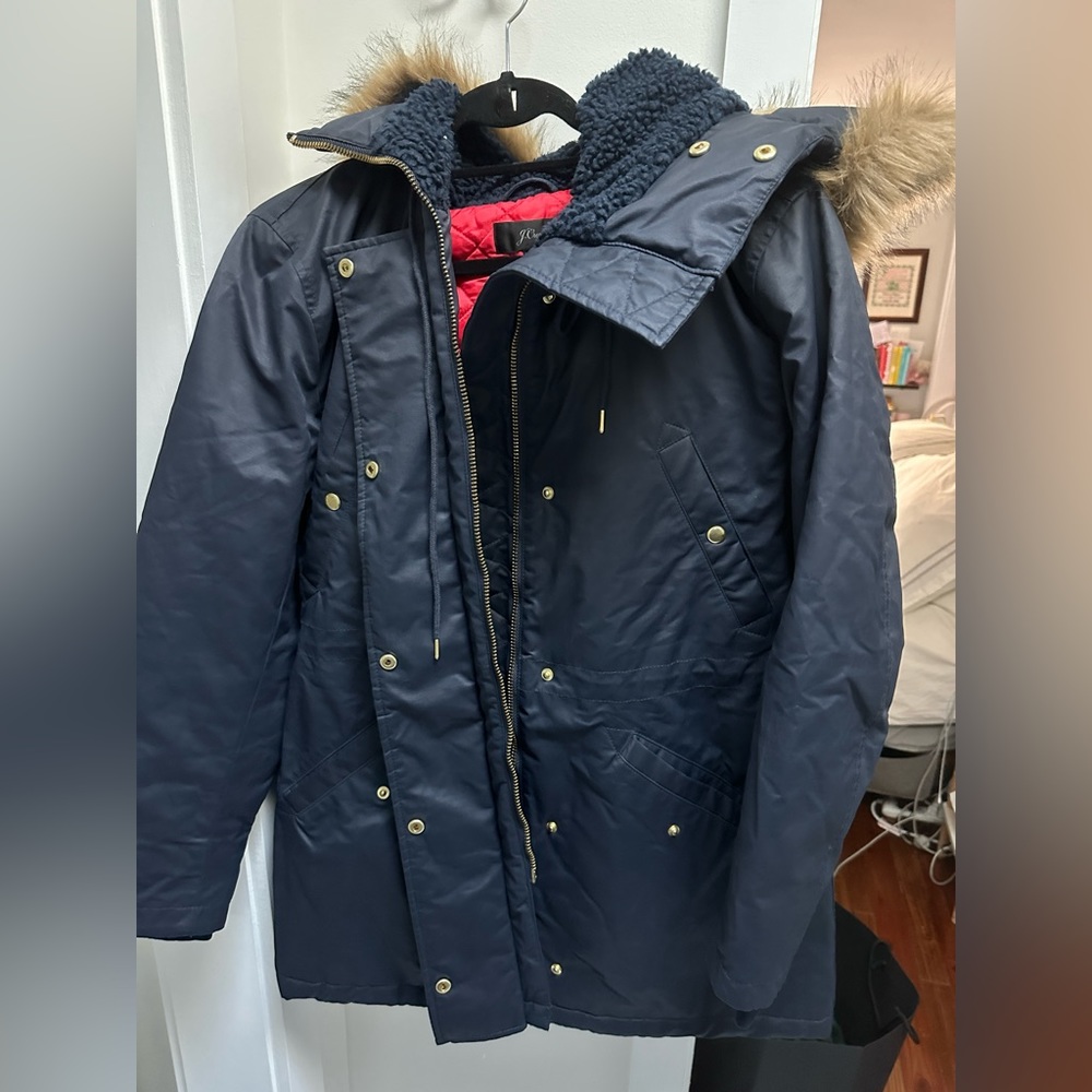 J Crew lined winter coat, waterproof, size L